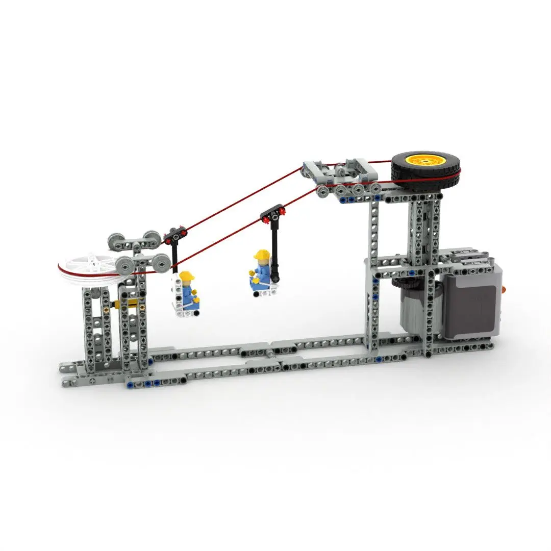 MOC Technic Cable Car, Power Transmission Mechanical Building Blocks, Electric Assembly Model Set