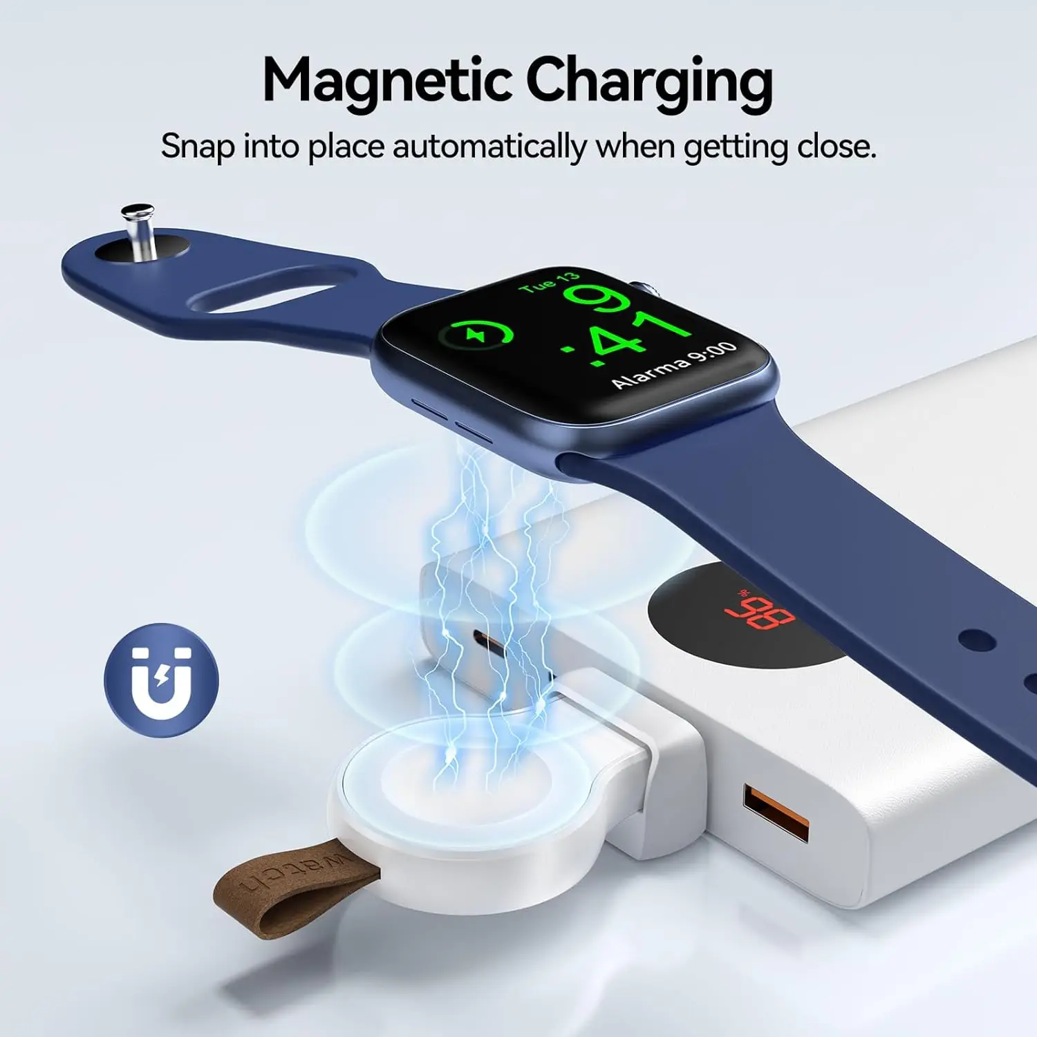 USB Charger for Apple Watch 8, Magnetic iWatch Charger Portable Travel Cordless Wireless Charging Compatible for Apple Watch