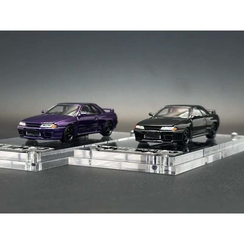 FH In Stock 1:64 Skyline GTR R32 S Tune Carbon Black PURPLE Diecast Diorama Car Model Collection Toys Focal Horizon