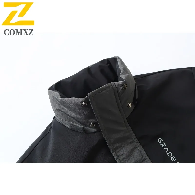 COMXZ الرجال أسفل سترة متعددة جيب نمط رحلة يندبروف الثلوج النشاط سترة منفوخة الشارع نظرة حجم كبير سترة الشتاء فضفاضة