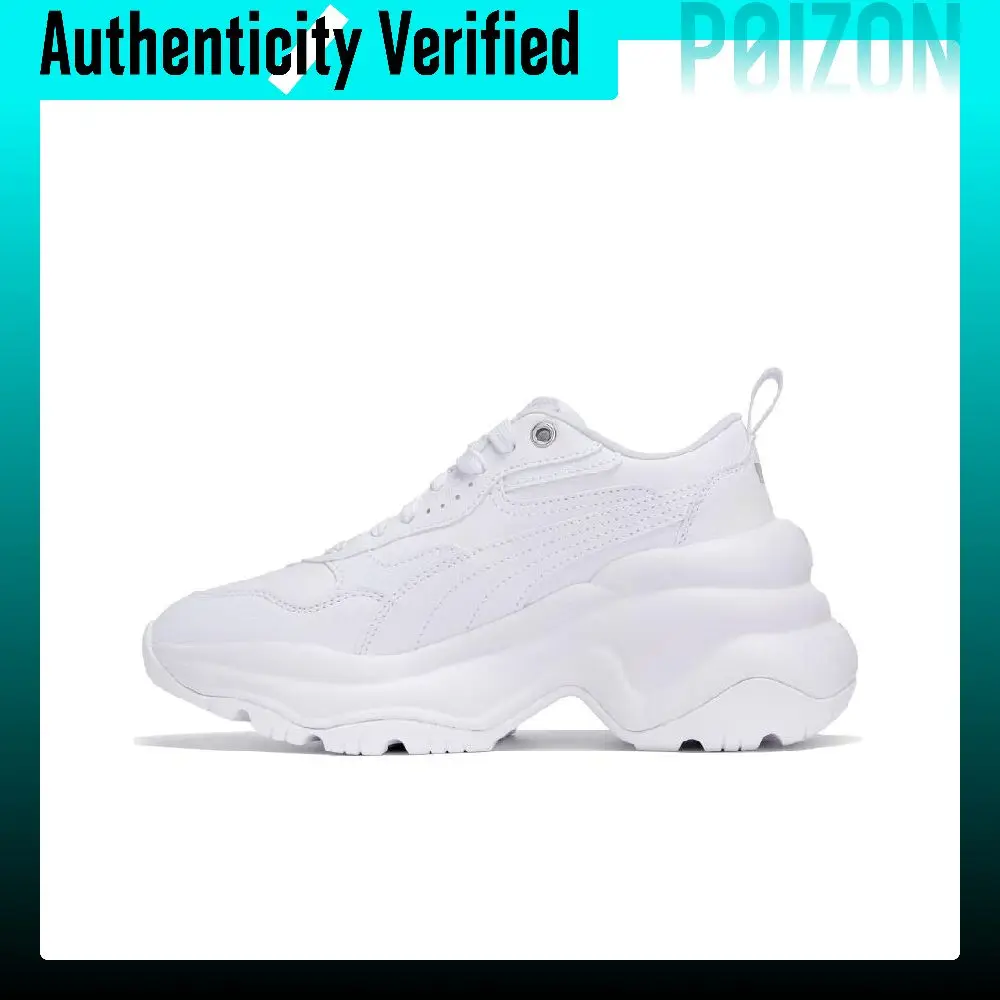 PUMA Cilia Wedge Cilia Leather Sports Abrasion Resistant Low top Casual Shoes Women's White 393915-02