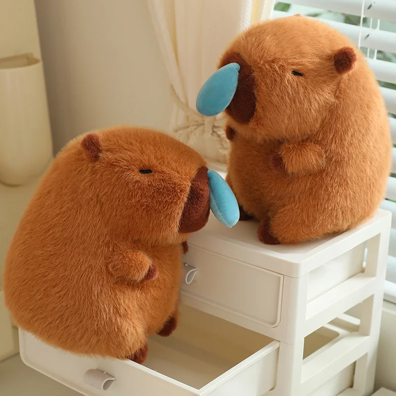 Boneca de pelúcia capivara fofa, bichos de pelúcia kawaii com muco, boneca de olhos pequenos macios, presente para meninas, fofo