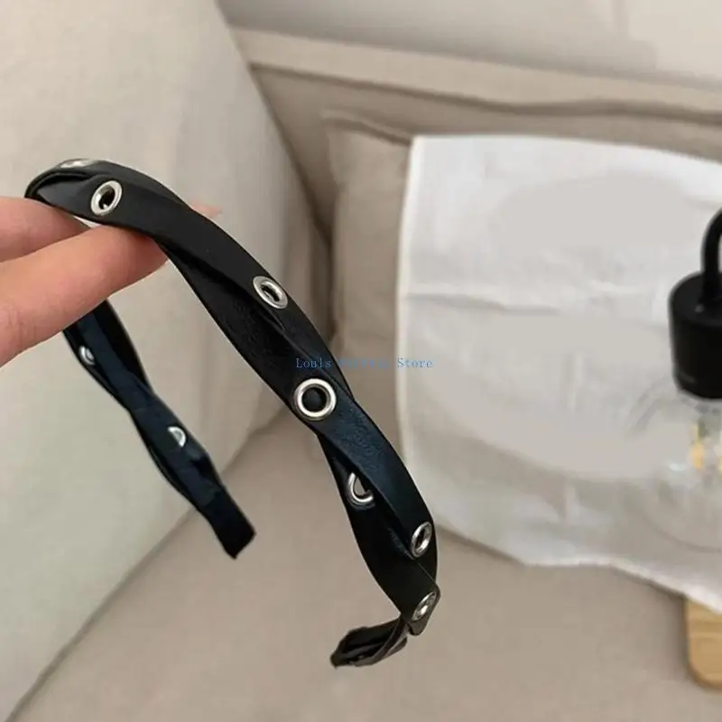 L5yb Twisted PU in pelle con fascia cuoio in pelle elastica per donna elastico elastico esagerato roccia regolabile in stile