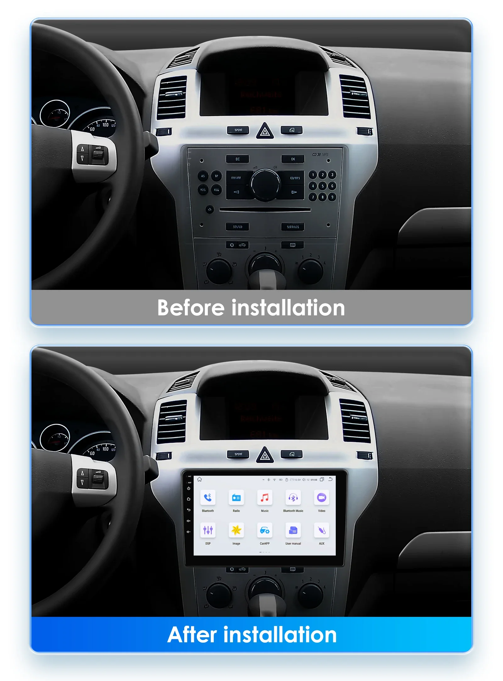 Hizpo Android 13 8+128G Carplay Radio For Opel Zafira B Astra H 2005-2014 Car Intelligent Multimedia GPS Navigation Audio Video