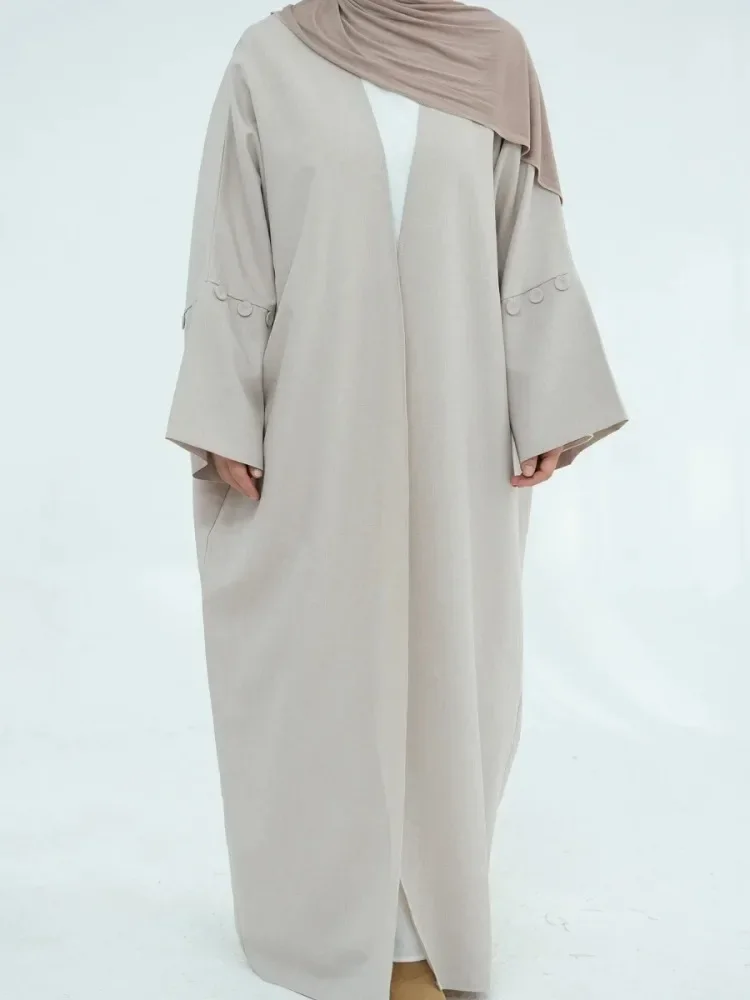 

Ramadan Dubai Solid Open Cardigan Moroccan Batwing Sleeve Kaftan Button Sleeve Abaya