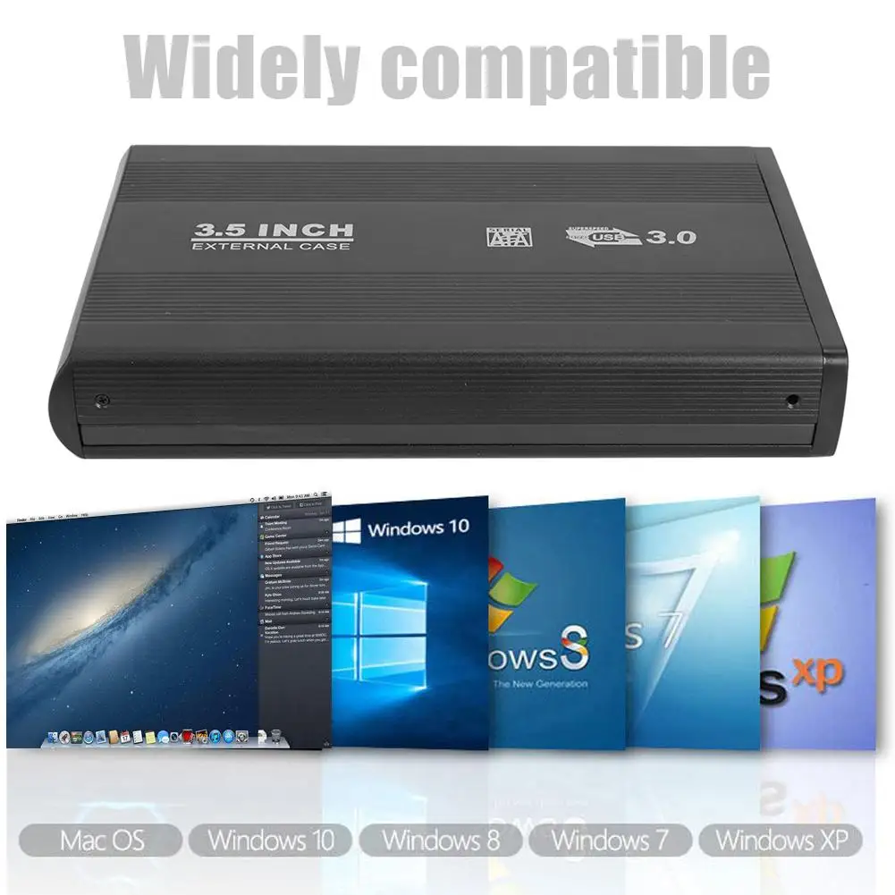 3.5 inch SATA to USB3.0 HDD Box SSD Case Hard Disk Case External Hard Drive Enclosure Box with EU Adapter