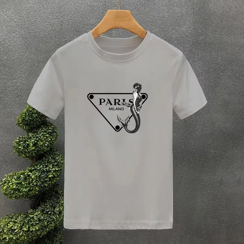 2026 Triangle Letter Graphic T‑Shirt Men Women Casual Cotton O‑Neck Short Sleeve Fashion Chest Print Streetwear Daily Tee Tops