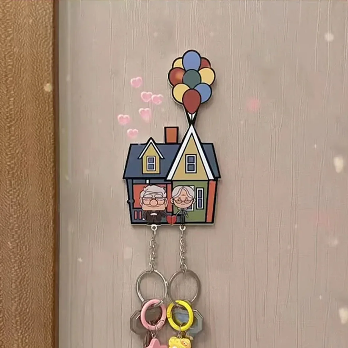 Couple Key Holder Shared Keychain Hanger Door Prevent Loss Key Pendant Lover House Up Moive Key Ring Home Decor For Girl Gift