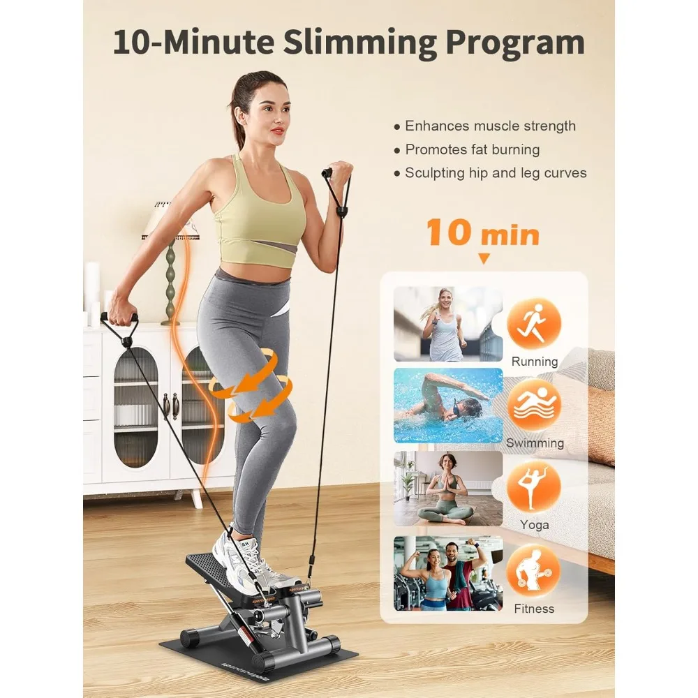 

Лестничный степпер для упражнений, мини-ступеньки с эспандером, гидравлический степпер для фитнеса, домашнее оборудование для тренировок