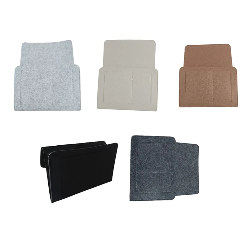 Felt Bedside Storage Organizer Anti-Slip Bedside Bag Bed Sofa Side Pouch Hanging Couch Storage Dark Gray 1 PCS Felt