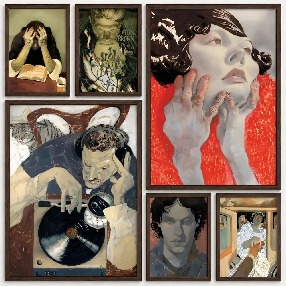 Artist Sterling Hundley Poster Self‑Adhesive Waterproof PP Poster Coffee House Bar Wall Art Sticker Room Home Decor