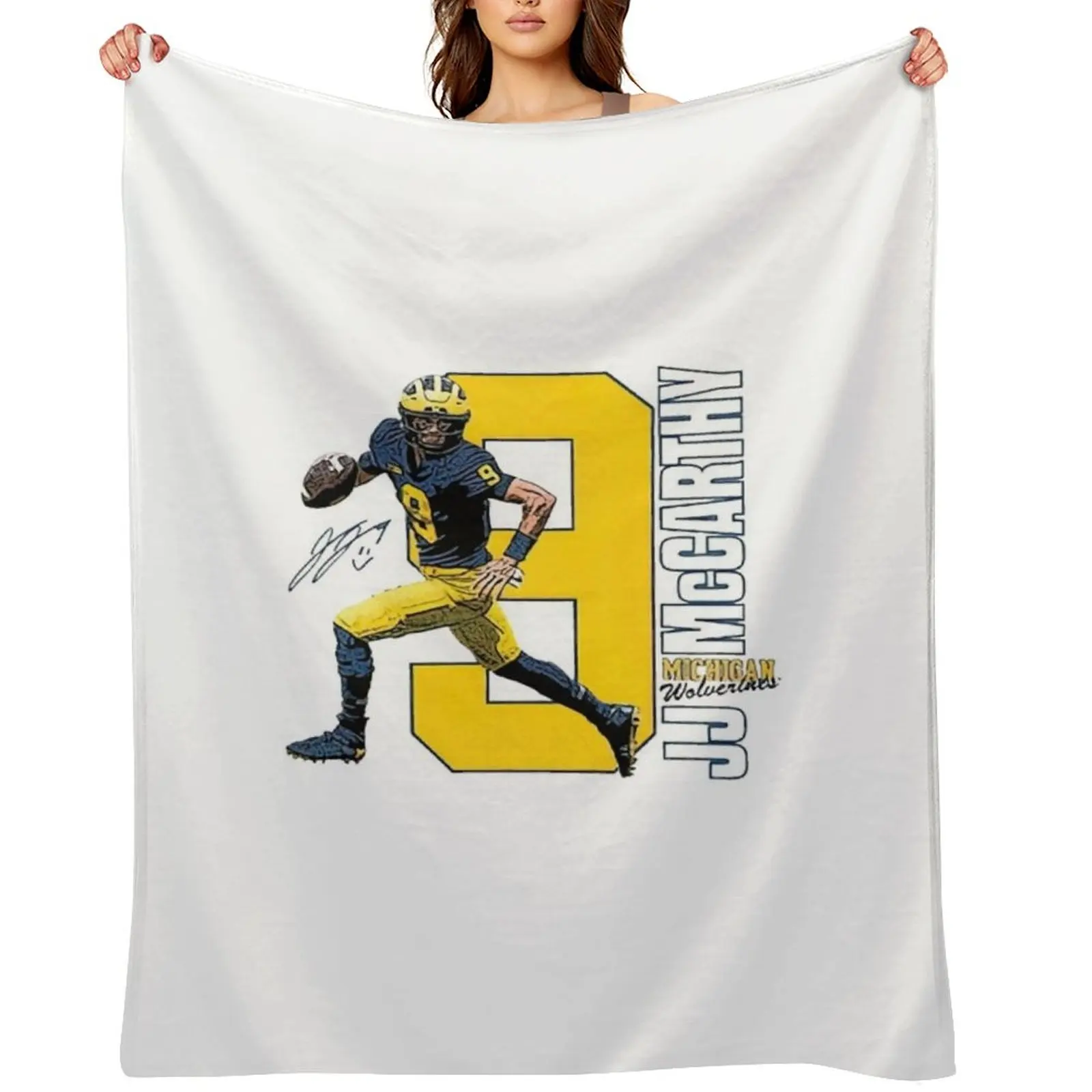 

Valiant University of Michigan Football Gray JJ McCarthy Throw Blanket Blankets For Sofas anime Single Blankets