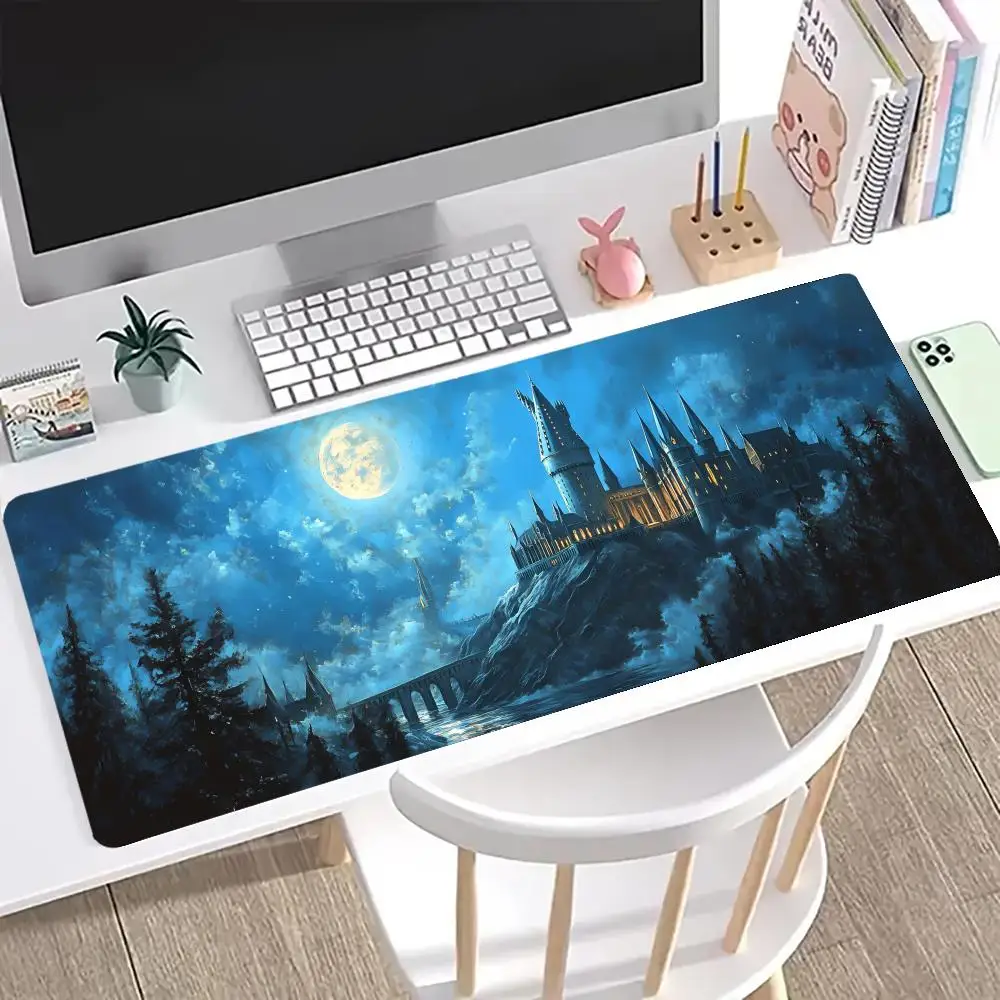 Castelo pintado a óleo mouse pad grande computador escritório jogo tapetes de mesa xxl borracha antiderrapante teclado de jogos mousepads longos almofadas de mesa