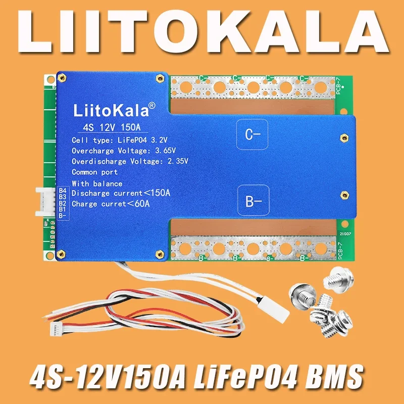 LiitoKala 4S 12V150A Smart BMS LiFePo4 for 12V 24V 48V battery pack energy storage system inverter power supply Inverter Scooter