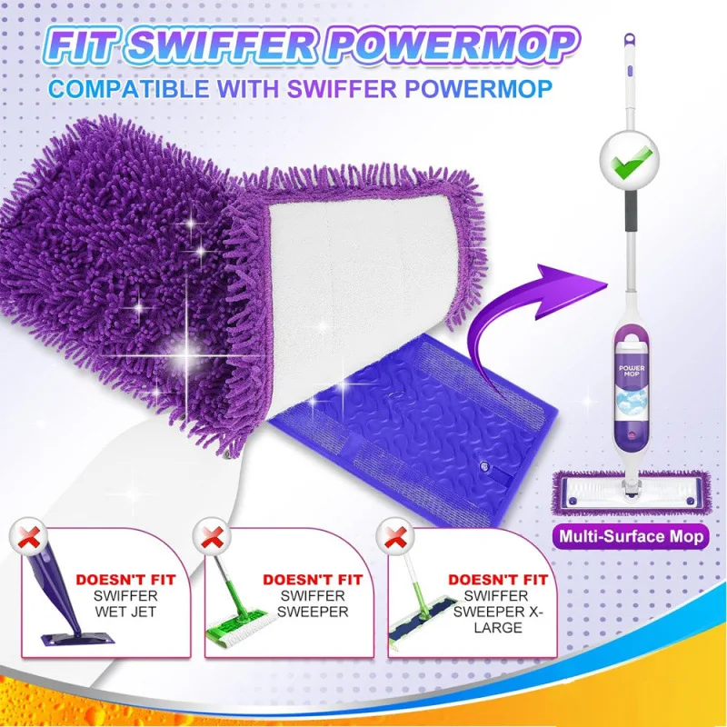 ينطبق على وسادة ممسحة Swiffer PowerMop، ممسحة قابلة للغسل وإعادة الاستخدام بدلاً من ممسحة تنظيف الرش