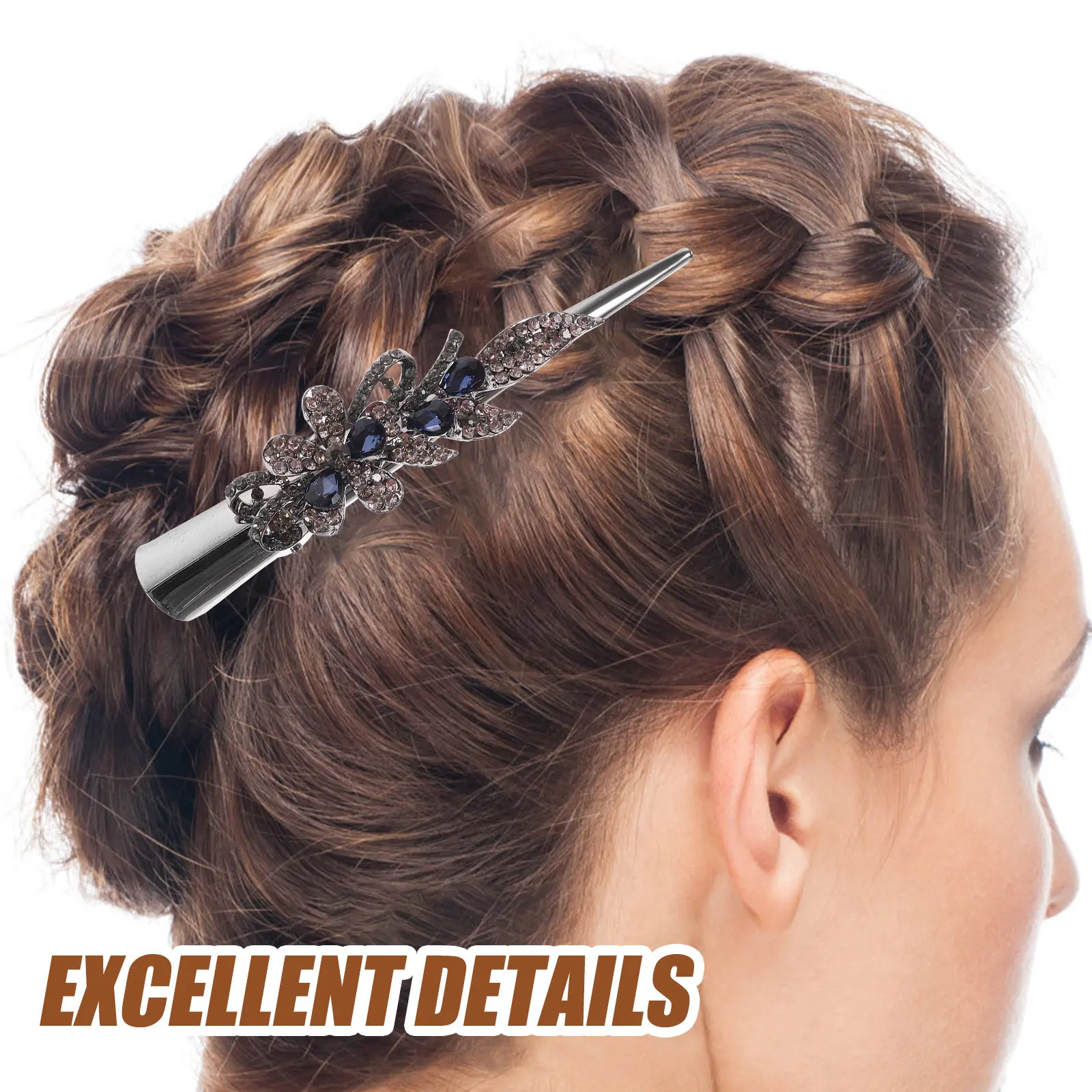 

Rhinestone Retro Duckbill Hair Clip Sparkly Hairdressing Clip Elegant Styling Barrette Decorative Hair Accessories for Women