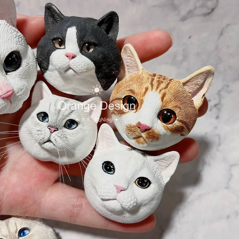 Cute Cat Head Silicone Mold Handmade Aromatherapy Gypsum Soap Pet Kitty Birthday Avatar Fondant Mold DIY Car Air Vent Decoration