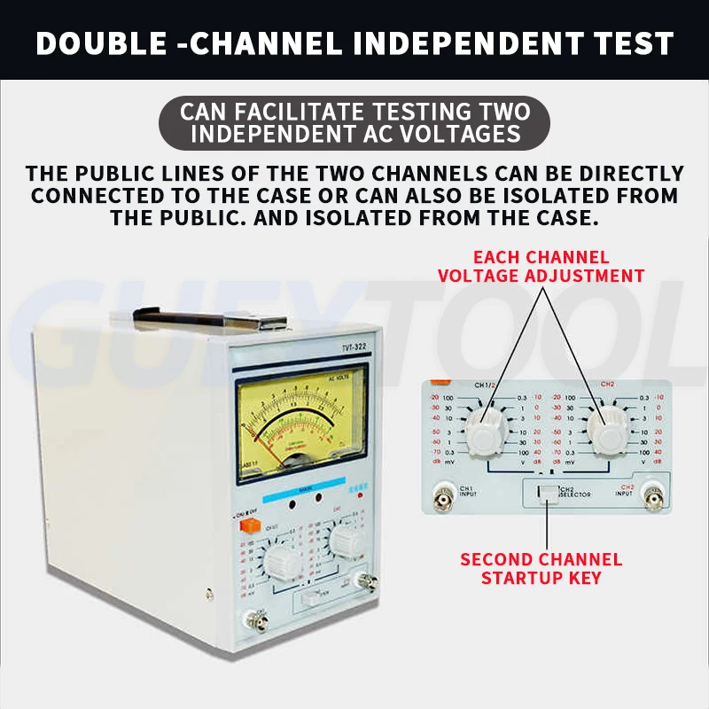 Digital AC Millivolt Meter Dual Channel High-precision Digital Display High Quality Dual Pointer Voltmeter Frequency Response