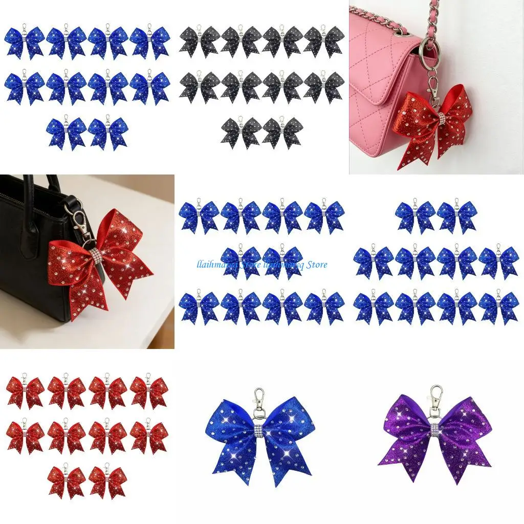 

573B 10Pc Secure Hook Attachment Rhinestones Embellished Keychain Fashion Daily Use