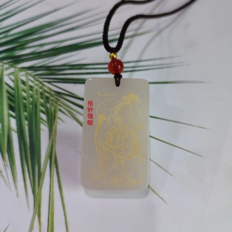 Natural gold silk jade Zhong Kui pendant, Pixiu necklace, Sanyang Kaitai pendant, men's and women's square pendant.