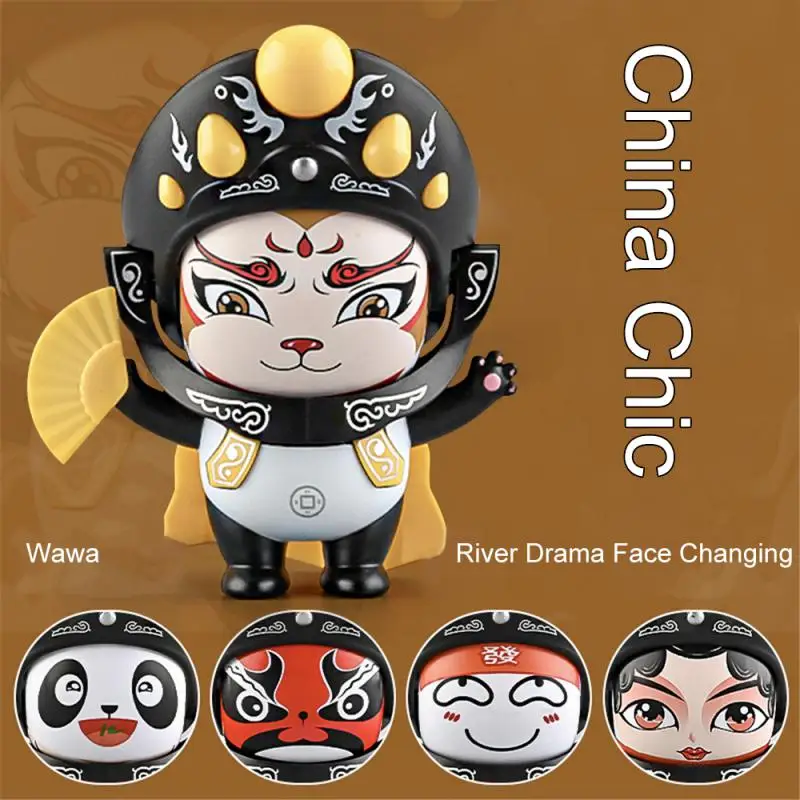 Panda Mask Figurines Chinese Opera Culture Face Changing Doll Ornament Traditional Chinese Culture Models Crafts Gifts Toys