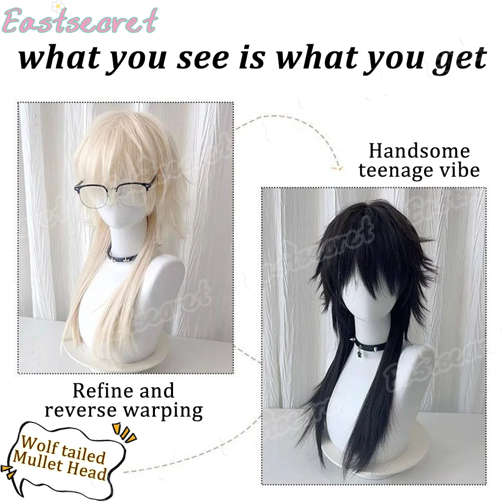 

Черный длинный прямой синтетический парик-мюлет EAST с эффектом «волчьего хвоста», многослойный, пушистый, для женщин и мужчин, для повседневной носки, вечеринок, косплея в стиле Лолита