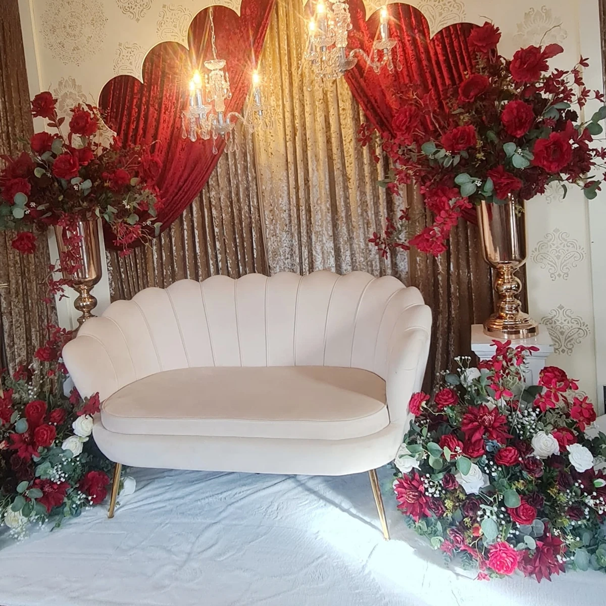 Royal loveseat couple throne wedding sofa for bride and groom  for wedding backdrop stage decoration1333