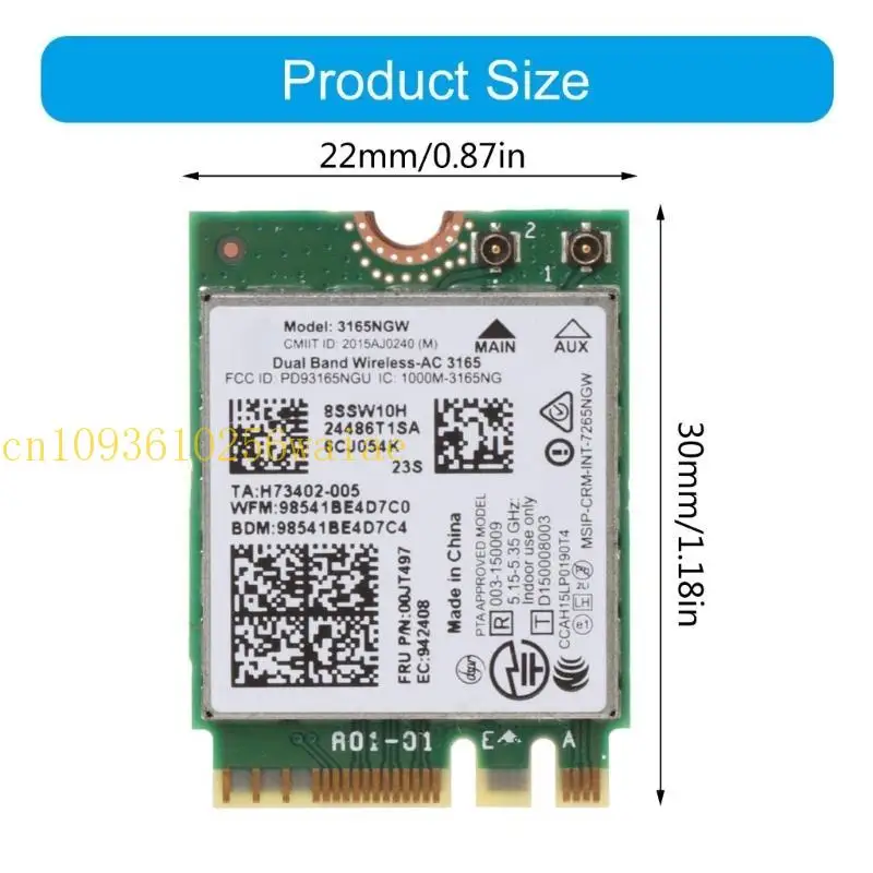 IEEE 802.11AC WiFi NGFF per interfaccia M.2 Adattatore WiFi 433Mbps per PC portatili-Scheda Wi-Fi NGFF per con compatibilità BT