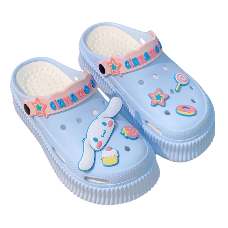 Sanrio cute Hello Kitty EVA new hole shoes women's summer outerwear non-slip thick-bottomed shit-feeling sandals and slippers