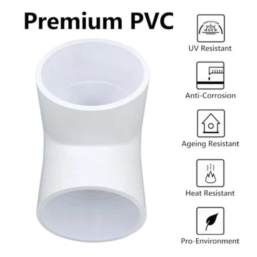 2 Pack 3" PVC 90 Degree Elbow Pipe Fittings Socket x Socket,2 Way Right Angle Adapter Coupling Schedule 40, 3 inch PVC Pipe Cor view 3