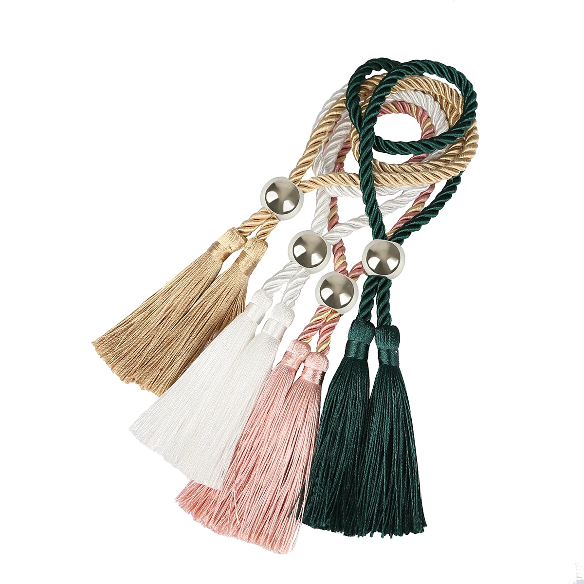 Handmade Tassel Guardanapo Anéis, Beads Buckle para reuniões de família, Wedding Party, Table Acessórios Decoração, 4 PCs, 2024