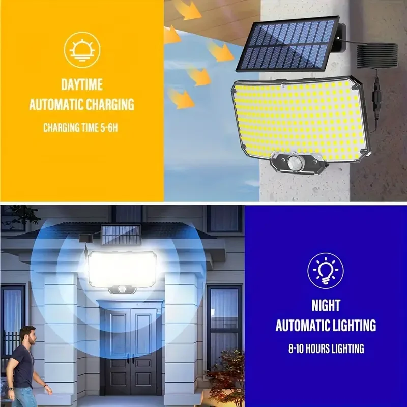 234 LED Solar Powered Light with Motion Sensor with 3 Modes Solar Wall Lamp Waterproof Outdoor Solar Floodlight for Patio Porch