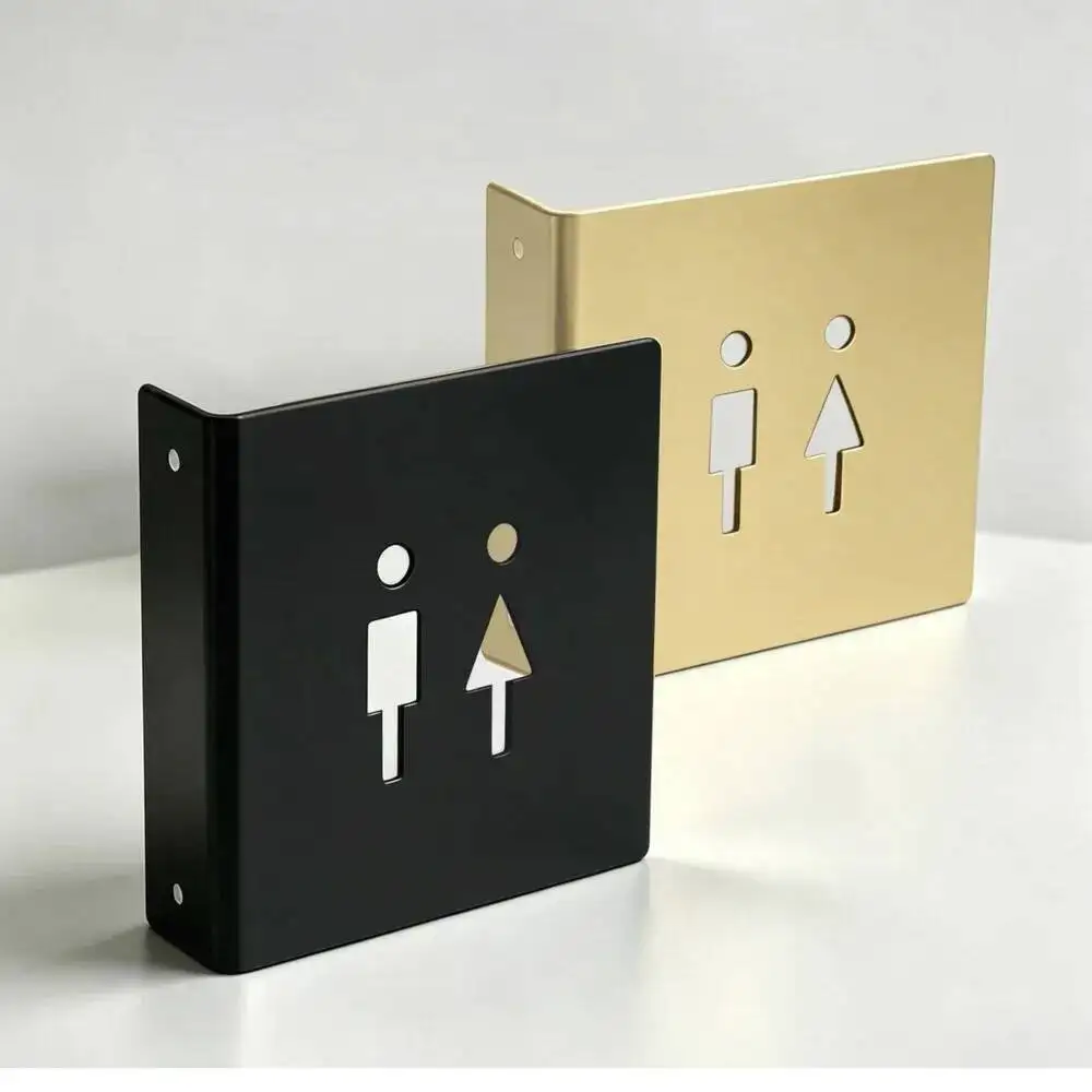 1 x hohles WC-Schild aus Edelstahl zur Wandmontage, Türschild für öffentliche Toiletten, Identifikationsplakette – Detail 5