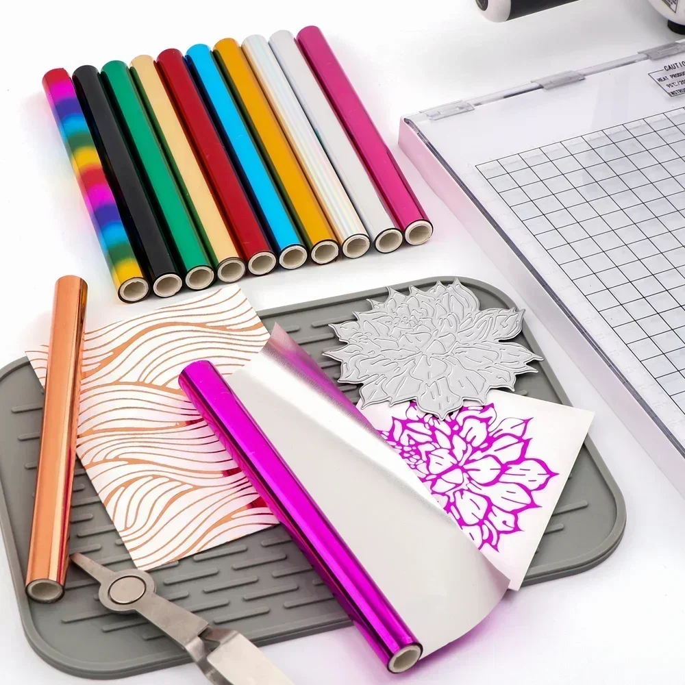 12 Farben/Rolle Heißfolienrolle 5,9 Zoll x 4,26 Fuß wärmeaktivierte Folie Thermofolie durch Laserdrucker und Laminator für DIY-Kartenhandwerk