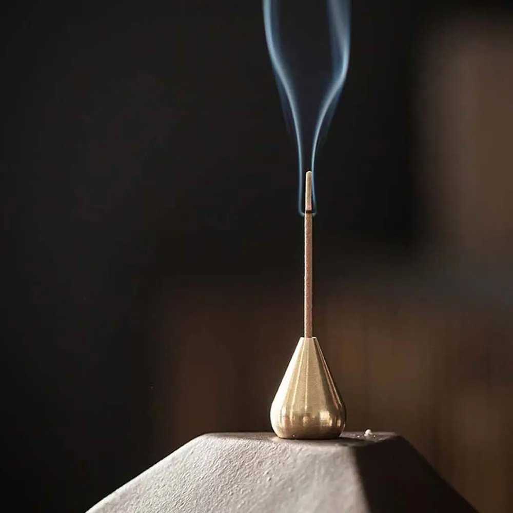 

Water Drop Shape Brass Metal Craft Temples Home Decoration Sandalwood Coil Base Incense Base Incense Stick Holder