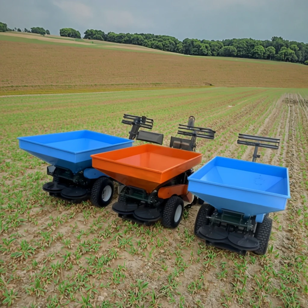 CE Certified Self-Propelled Compost Spreader Hand Push Double Disc Adjustable Petrol Lawn & Garden Fertilizer Spreaders