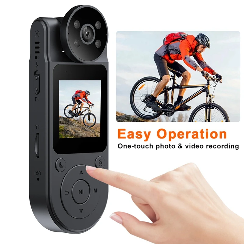 Mini câmera FULL-HD 1080P Bodycam 180 °   Câmera DV esportiva ajustável Gravador de aplicação da lei ao ar livre Câmera de visão noturna