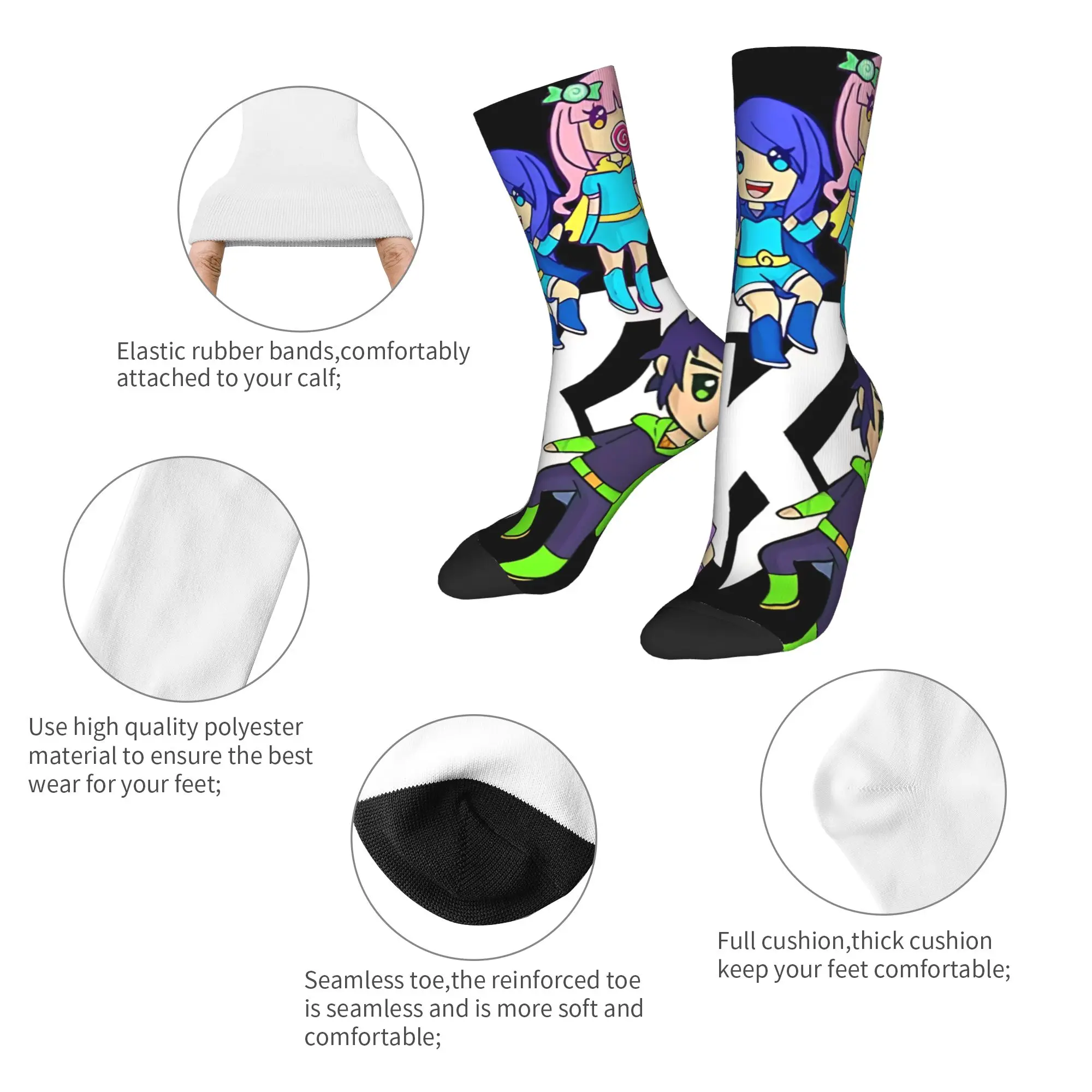جوارب Gacha life Game بتصميم جوارب غير قابلة للانزلاق للرجال، جوارب رياضية للجري عصرية للخريف قابلة للتنفس #6