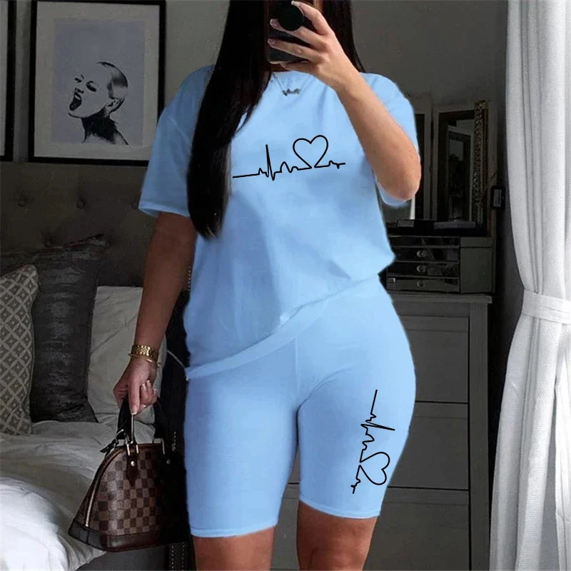 Hot Sales O-Neck Short Sleeve T-Shirt Shorts 2026 Summer Daily Wear Comfy Matching Set Women's Casual Two Piece Tracksuit