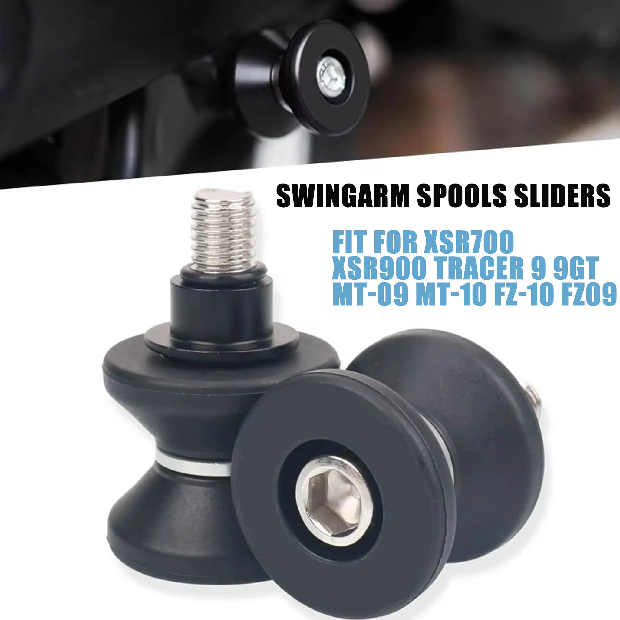 Motorcycle Swingarm Sliders Paddock Stand Bobbins M6 M8 M10 Fit For  XSR700 XSR900 Tracer 9 9GT MT‑09 MT‑10 FZ‑10 FZ09