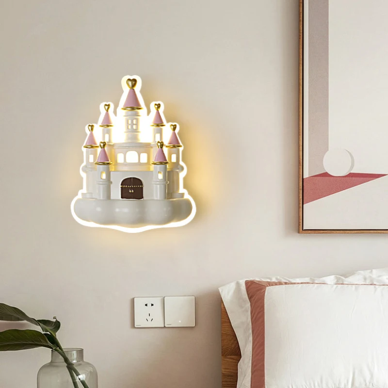 Cartoon Castle Wall Lamps Cute Princess Room Bedside Light Modern Creative Little Girl Children\'s Room Bedroom Decor Wall Lights