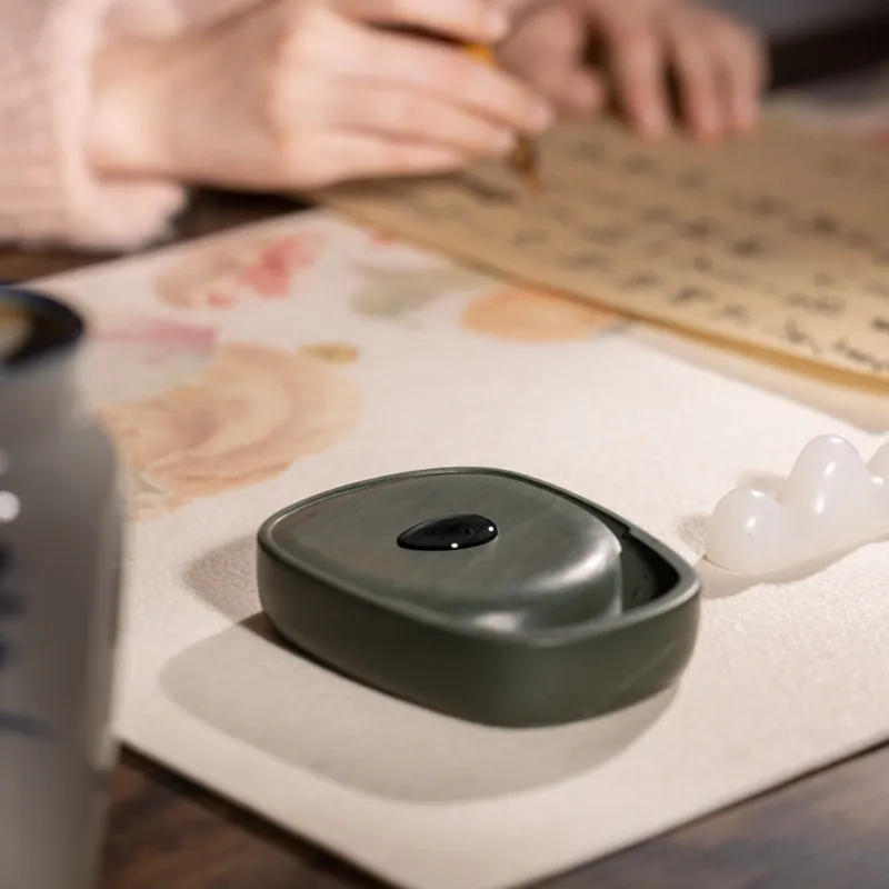 Hand-carved inkstone, four treasures of the study, small-case brush calligraphy