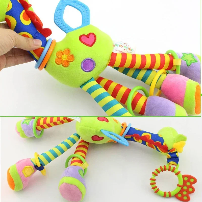 Soft Giraffe Zebra Animal Handbells Rattles Plush Infant Baby Development Handle Toys WIth Teether Baby Toy For Newborn Gifts