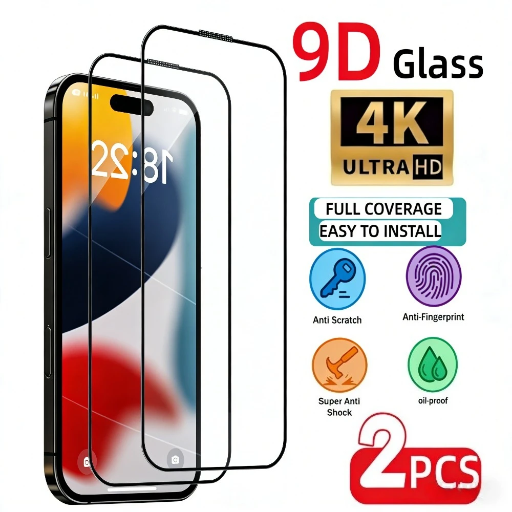 

2Pcs Ultra Clear Screen Protectors for iPhone 17 16 15 14 13 Pro Max Air 17e 16 15 14 Plus 12 11 Pro Anti-Scratch Tempered Glass
