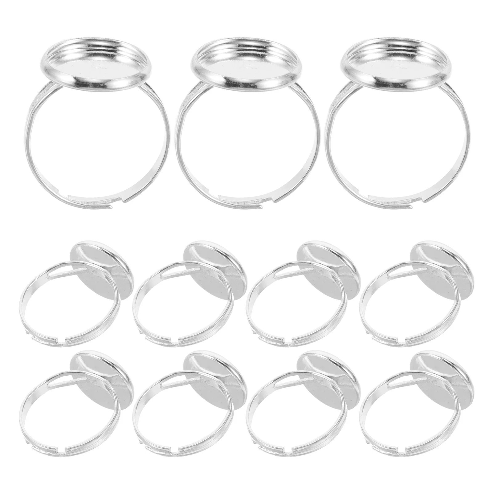 

60pcs Adjustable Ring Findings 12Mm Inner Diameter Blank Bezel Tray Holder For Diy Jewelry Making Supplies Craft Projects Ring