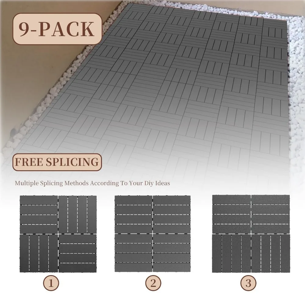 Imagem -03 - Plástico Intertravamento Deck Tile Impermeável ao ar Livre Flooringanti-fading All Weather Use Pátio Piso 36 Pack12 x 12