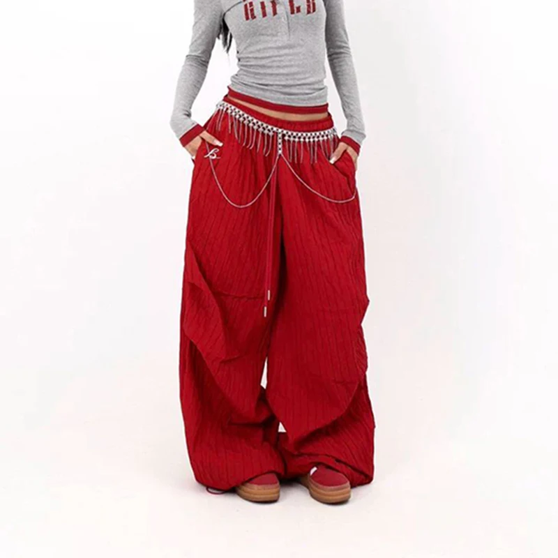 

MEXZT Y2K Oversized Red Sweatpants Women White Baggy Joggers Streetwear Wide Leg Pants Summer Harajuku Casual Track Trousers New