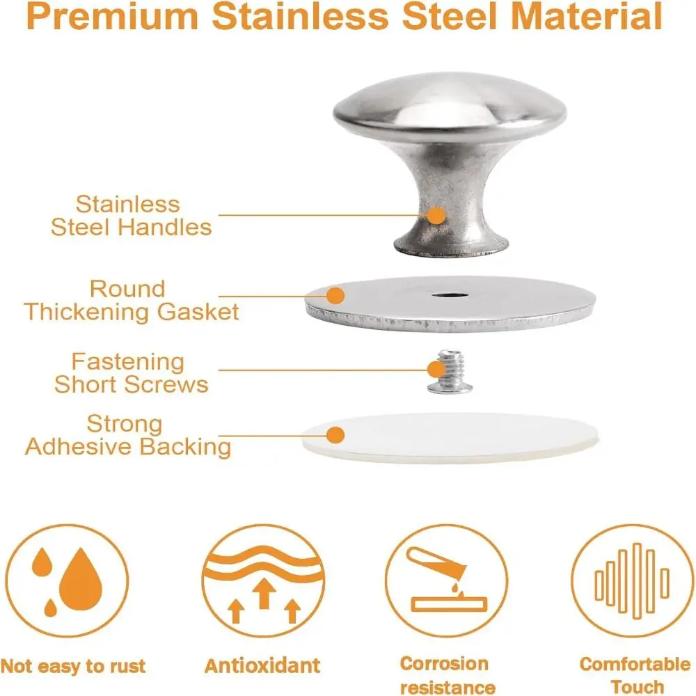 2025 Stainless Steel Door Knob Self-Stick Simple Drawer Knob Durable Practical Wardrobe Handle