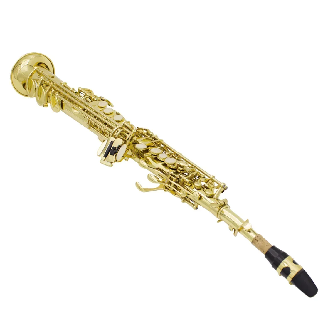 Golden Saxophone Split Straight Saxophone B Flat Beginner Treble Lacquered Gold