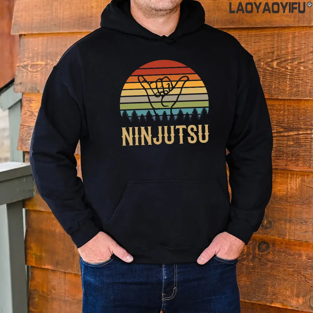 I Love Ninjutsu Man Warm Hoodie Japanese Ninja Autumn Winter Graphic Sweatshirt Vintage Martial Art Drop Shoulder Long Sleeve